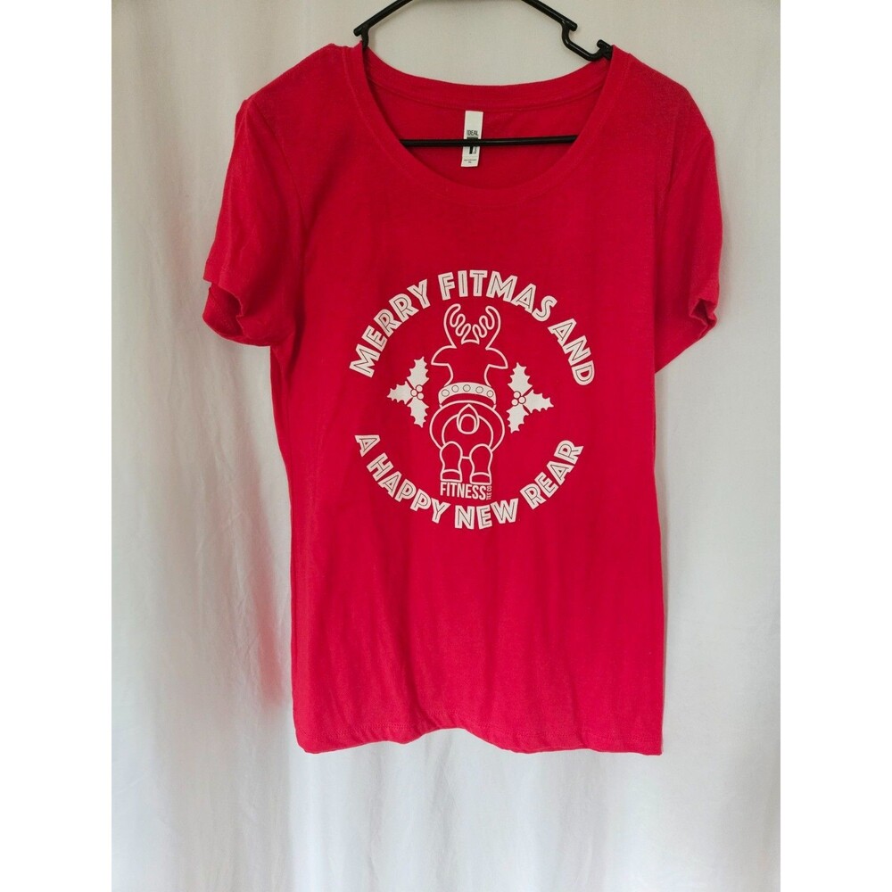Ideal T by next level‎ Women T-shirt MERRY FITNESS  RED Color size XL